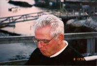Edward P. Dunn enjoying seafood on the wharf at Five Islands, ME (1998)